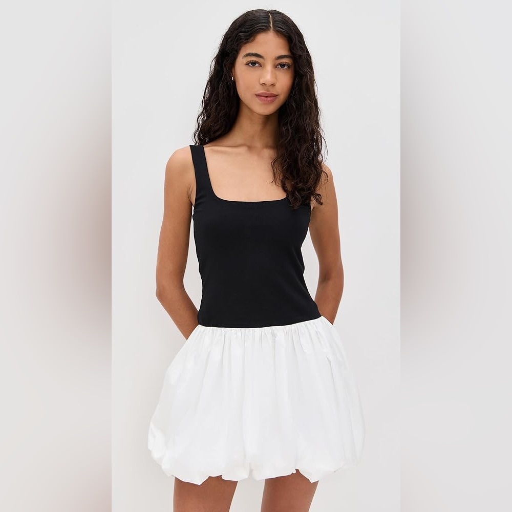 NWT SHEIN Black‎ White Two-tone Square Neck Fit Flare Cute Dress Small 4